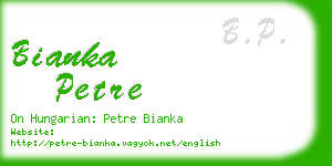 bianka petre business card